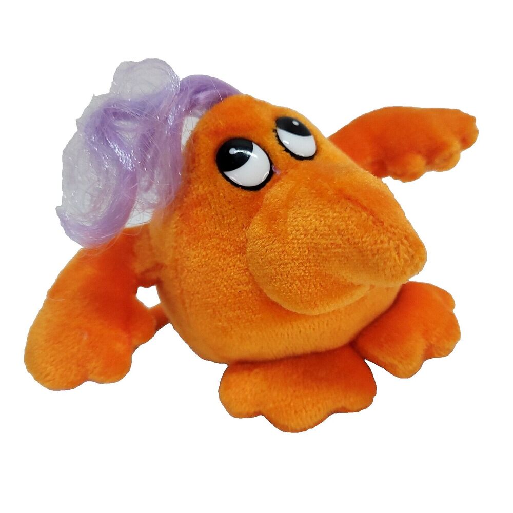 Ikea Goonk Orange Plush 3" Mini Mascot Purple Hair Monster Stuffed Toy